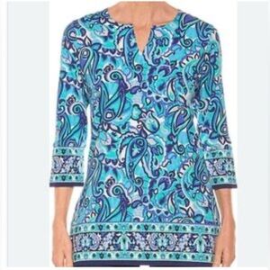 Coolibar St. Lucia‎ Tunic Paisley Blue Green UPF 50 Size Small